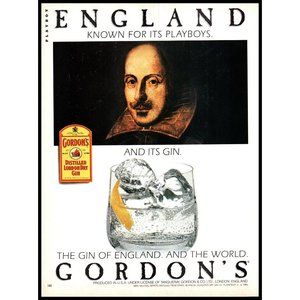 1988 Gordon's Gin Vintage Print Ad England Playboys Shakespeare Wall Art Photo